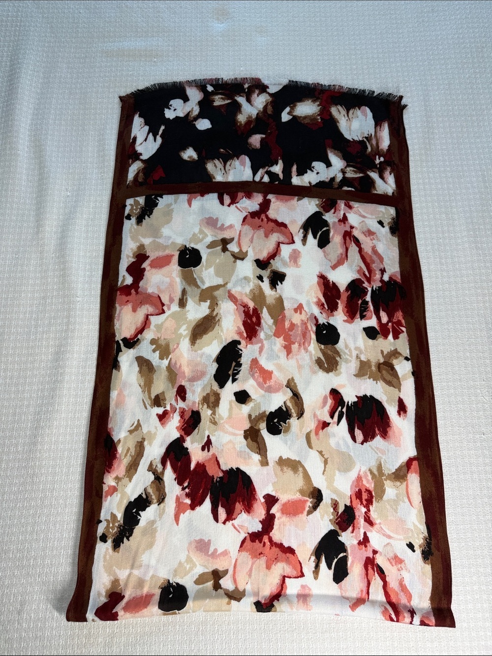 Pink and brown floral scarf
